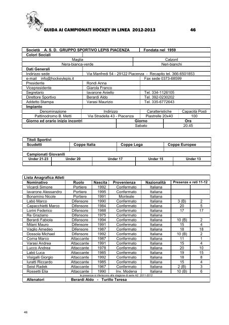 HL GUIDA CAMPIONATI 2012-2013