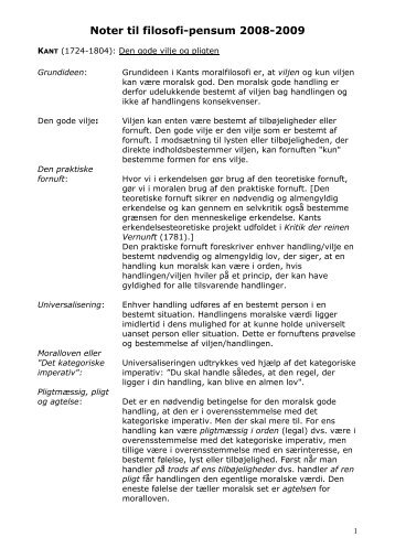 Noter til filosofi-pensum 2008-2009 - Horsens HF og VUC