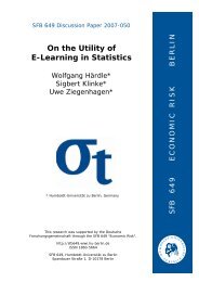 On the Utility of E-Learning in Statistics - Sfb649 Wiwi Hu Berlin ...