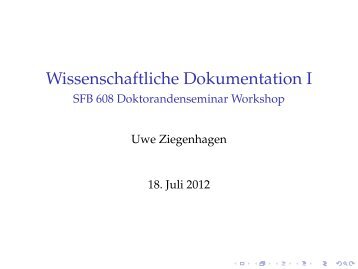 Wissenschaftliche Dokumentation I - SFB 608 ... - LaTeX