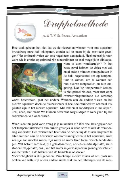 Aquatropica's tijdschrift januari 2011 - Vaders Sellewie