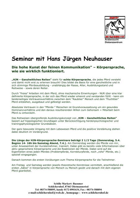 Seminar mit Hans Jürgen Neuhauser