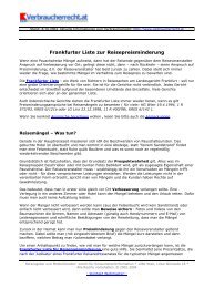 Frankfurter Liste zur Reisepreisminderung - Verbraucherrecht.at