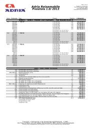 Preisliste Adria SONIC / SONIC TREND