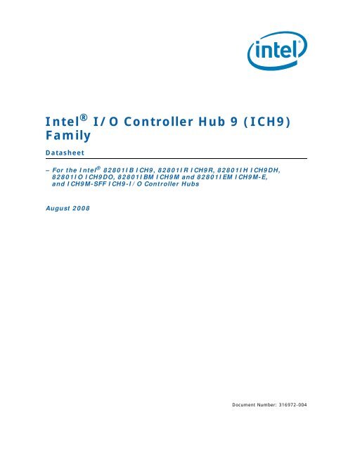 Intel(R) I/O Controller Hub 9 (ICH9) Family Datasheet - ESCA