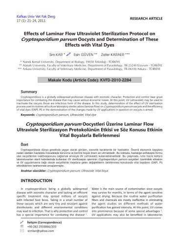 Cryptosporidium parvum Oocysts and Determination of These ...