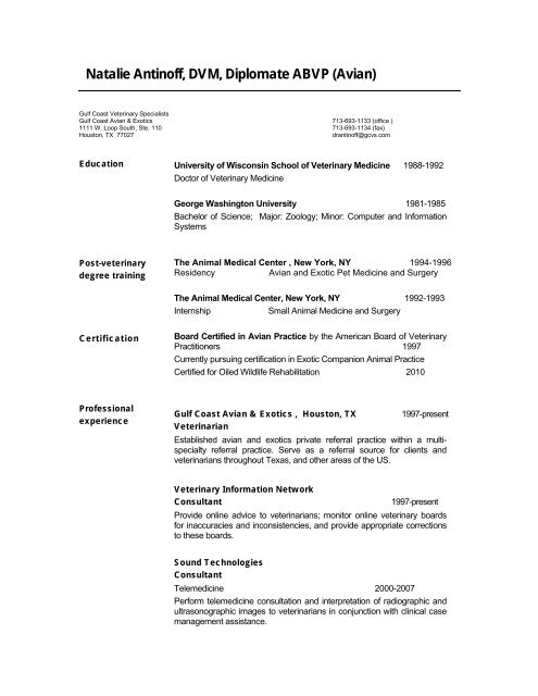 Curriculum Vitae - College of Veterinary Medicine