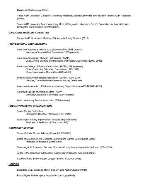 Curriculum Vitae - College of Veterinary Medicine - Texas A&M ...