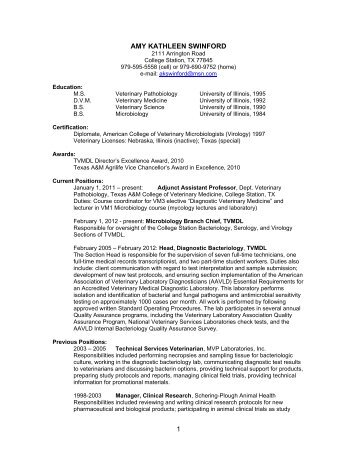 Curriculum Vitae - College of Veterinary Medicine