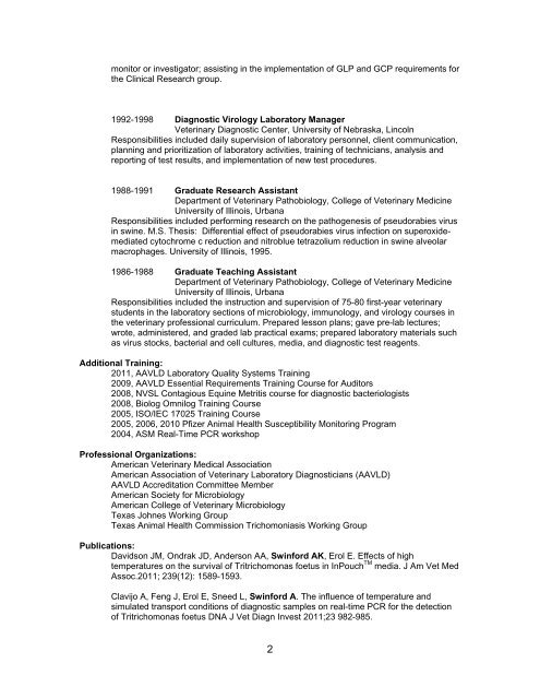 Curriculum Vitae - College of Veterinary Medicine