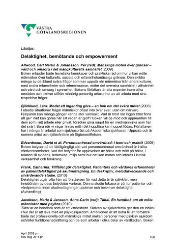 Delaktighet, bemötande och empowerment - Västra ...