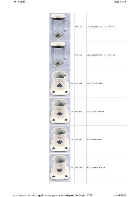 Page 1 of 8 De Longhi 14/08/2009 http://web1.dlservice.org ...