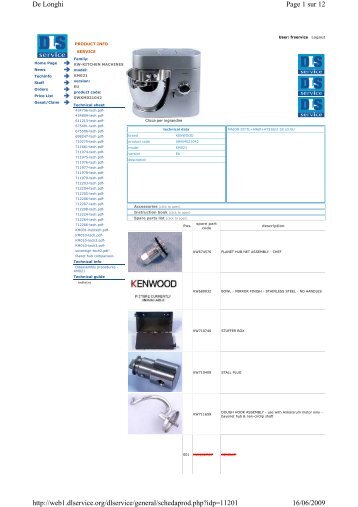 Page 1 sur 12 De Longhi 16/06/2009 http://web1.dlservice.org ...