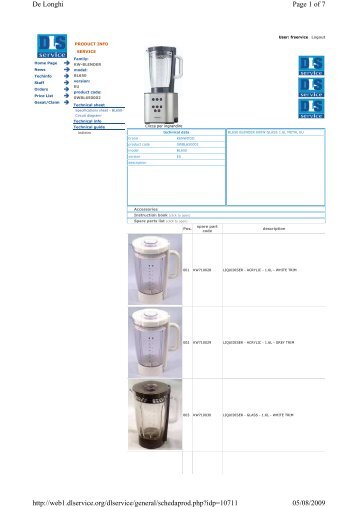 Page 1 of 7 De Longhi 05/08/2009 http://web1.dlservice.org ...