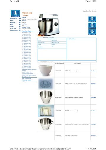 Page 1 of 22 De Longhi 17/10/2009 http://web1.dlservice.org ...