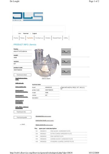 Page 1 of 2 De Longhi 03/12/2009 http://web1.dlservice.org ...