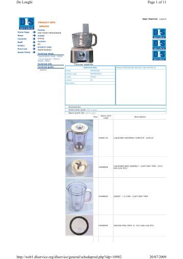 Page 1 of 11 De Longhi 20/07/2009 http://web1.dlservice.org ...