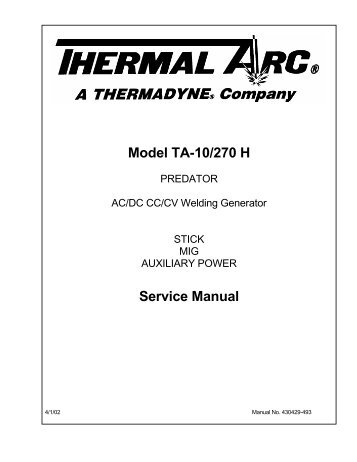 Model TA-10/270 H Service Manual - Victor Technologies