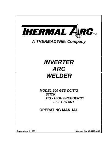 INVERTER ARC WELDER - Victor Technologies