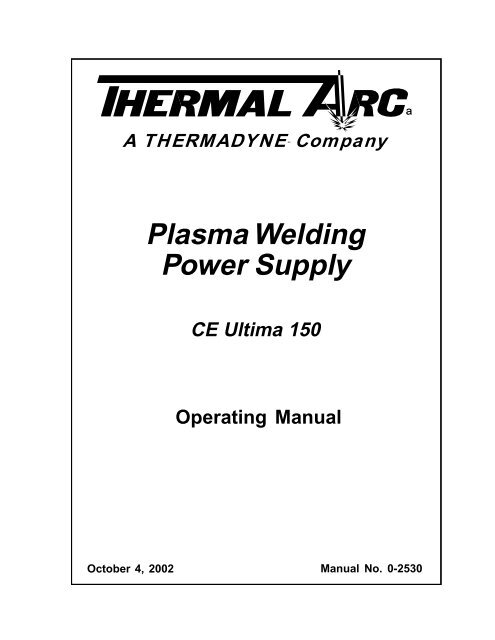 Plasma Welding Power Supply - Victor Technologies