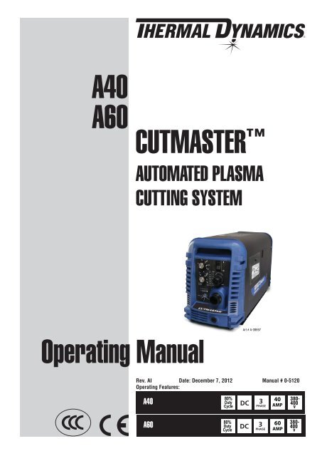 Thermal Dynamics Cutmaster A40 A60 Operating Manual0 5120