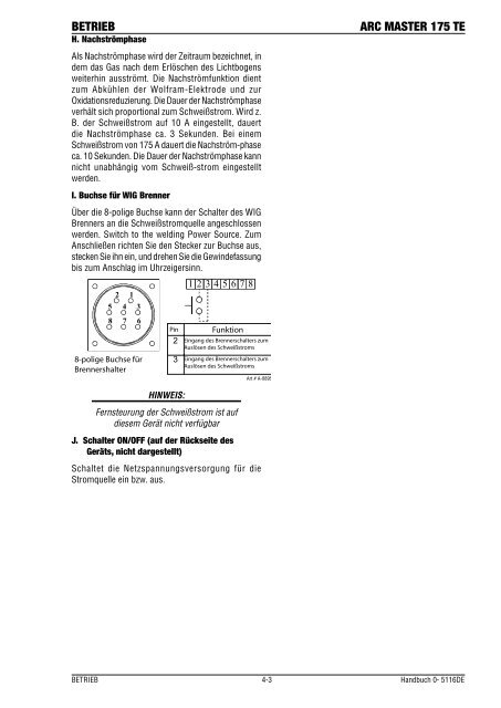 ARC MASTER® 175 TE bedienungsanleitung - Victor Technologies ...