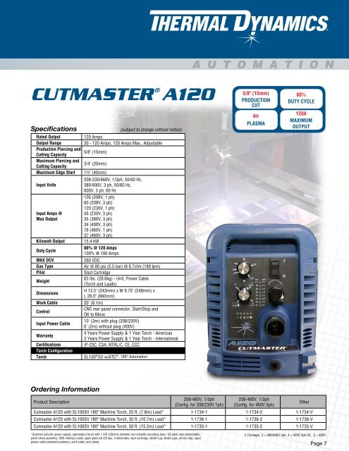 CutMaster A Series Sales Brochure - Victor Technologies - Europe