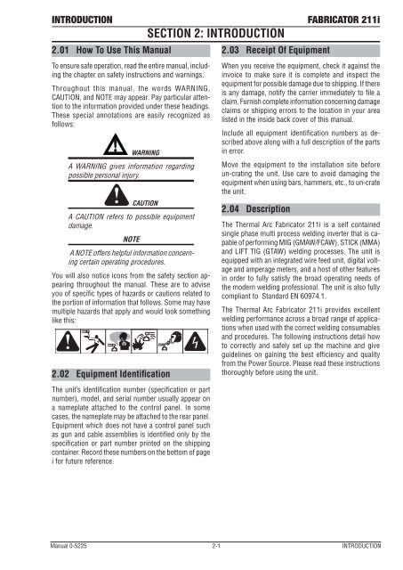 211i Operating Manual FabricatOr® - Victor Technologies - Europe