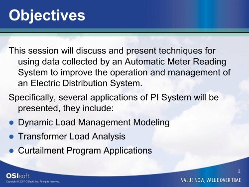 Using AMR Data to Improve the Operation of the Electric ... - OSIsoft