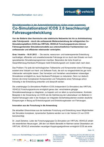 Co-Simulationstool ICOS 2.0 beschleunigt ... - Virtual Vehicle