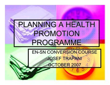Planning a Health Promotion Intervention