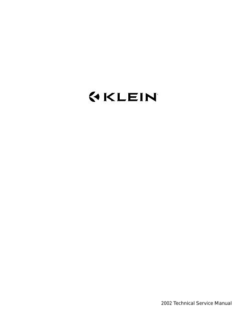 2002 Klein Technical Manual - Vintage Trek