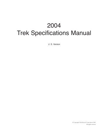 2004 Trek Specifications Manual - Vintage Trek