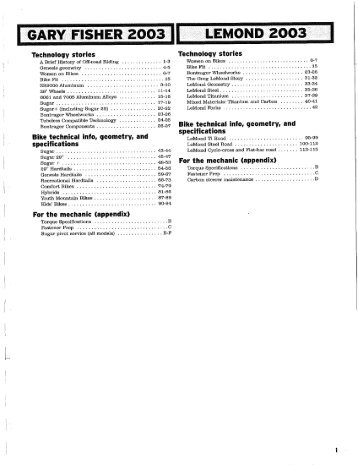 2003 LeMond Technical Manual - Vintage Trek