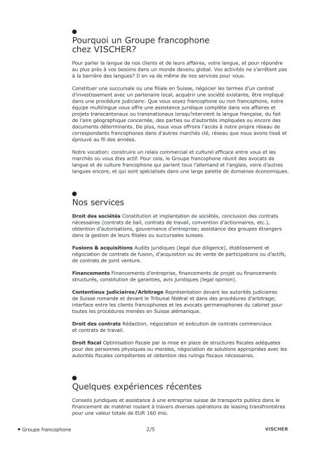 brochure groupe francophone - Vischer