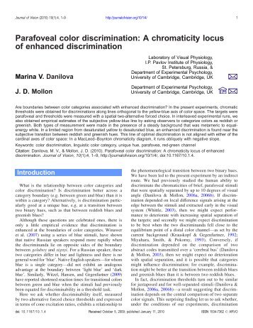 Parafoveal color discrimination: A chromaticity ... - Journal of Vision