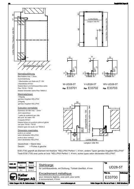 Umfassungszargen EI30 (T30) - Architectes.ch