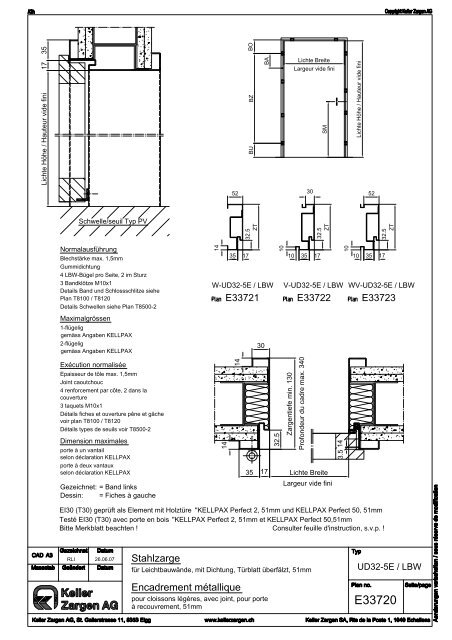 Umfassungszargen EI30 (T30) - Architectes.ch