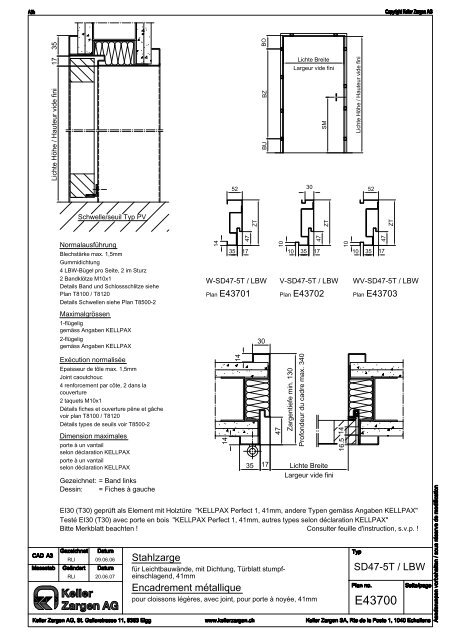 Umfassungszargen EI30 (T30) - Architectes.ch