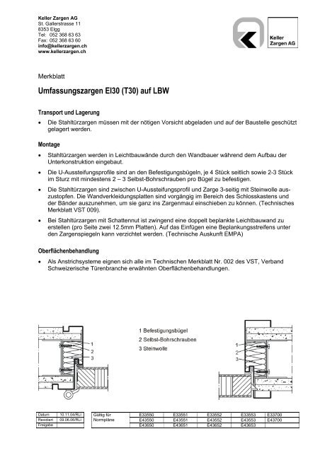 Umfassungszargen EI30 (T30) - Architectes.ch