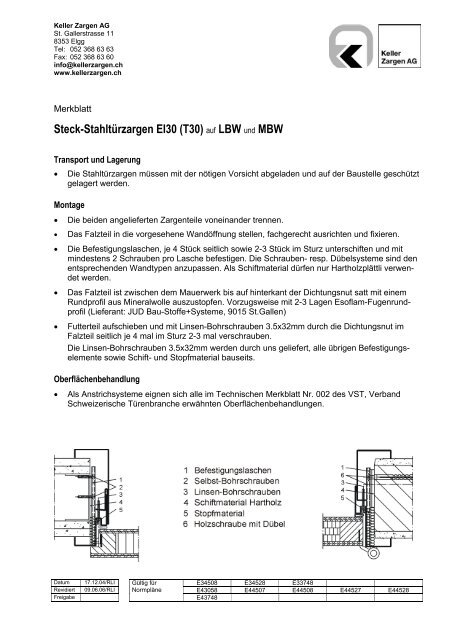 Umfassungszargen EI30 (T30) - Architectes.ch