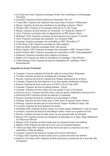 Liste des références - Architectes.ch