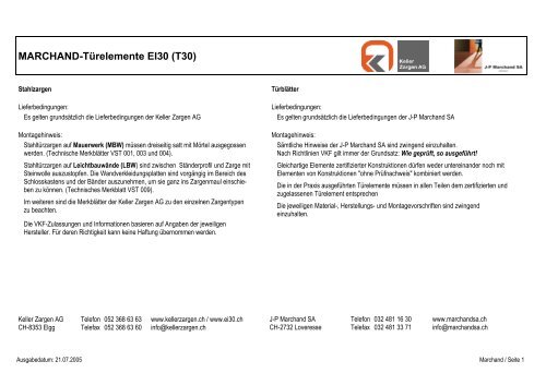 Marchand-Türelemente EI30 (T30) - Architectes.ch