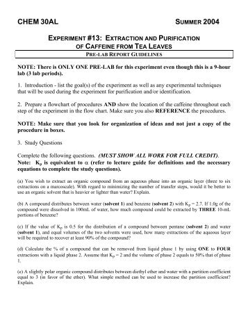 Separation Scheme of Caffeine