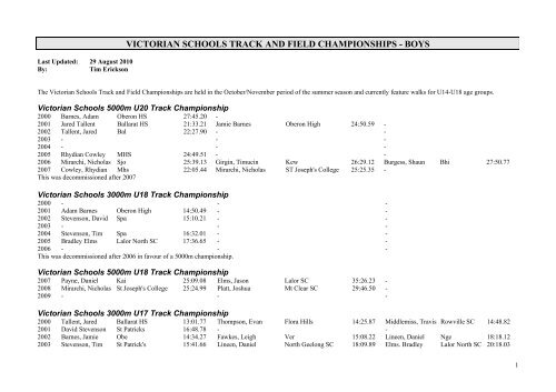 VICTORIAN 5 MILE WALK TITLES