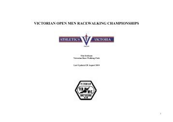 VICTORIAN 5 MILE WALK TITLES - Victorian Race Walking Club