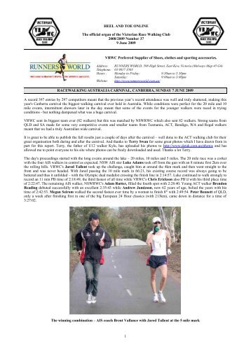 heel and toe online - Victorian Race Walking Club