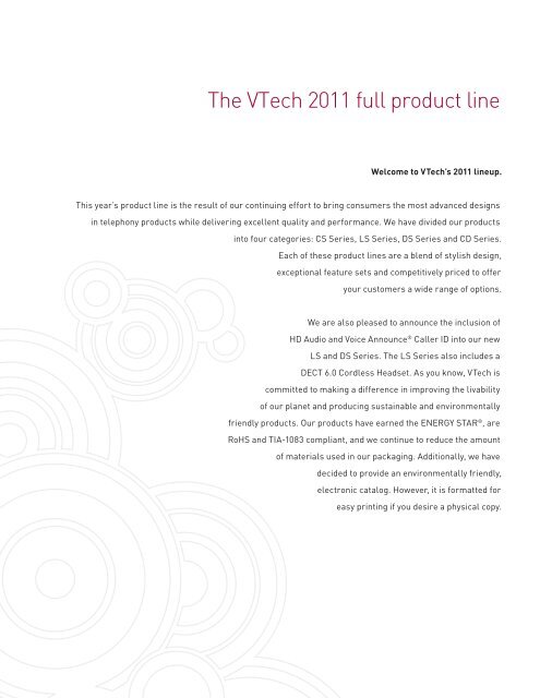 2011 Retail Product Line Catalog