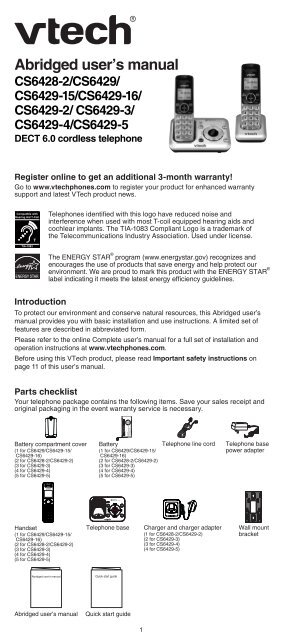 User Manuals Vtech Communications
