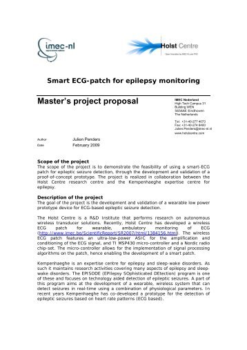 Smart ECG-patch for epilepsy monitoring Master's project proposal